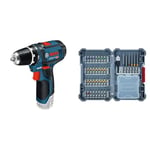 Bosch Professional 12V System GSR 12V-15 Cordless Drill/Driver (excluding Batteries and Charger, in Carton) + 40-Pieces Drill Set (Pick and Click, Extra Hard Screwdriver Bits, with Universal Holder)
