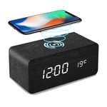 RuiXia Wireless Charger Alarm Clock LED Wood Digital Non Ticking, Qi Wireless Charging for iPhone 11/11 Pro/ 11 Pro Max/Xs/Xs Max/X/8/8 Plus,Galaxy S20 S10 S9 S8, Note 10 Note 9 Note 8 and More