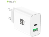 Techly Usb-C™ 30W And Usb-A Qc3.0 Wall Charger
