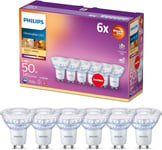 Philips WarmGlow 6 Pack Dimmable [GU10 Spot] LED Light Bulbs, 3.8 W - 50W Equiv
