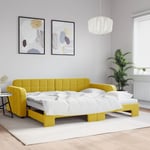 Dagbädd utdragbar gul 90x200 cm sammet