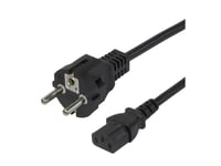 Deltaco - Strömkabel - Power Cee 7/7 Till Power Iec 60320 C13 - 1.5 M - Svart