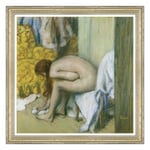 ConKrea Poster and Print with Classic Frame - Edgar Degas Woman Drying The Foot - Impressionism Art (442) Dimensioni Stampa: 50x50cm P - Classica Incisa Argento A Foglia