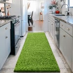 PHP Shaggy Rugs Living Room Soft Touch 3cm Thick Pile Non Shed Anti Slip Fluffy Rugs For Bedroom Carpet Kitchen Floor Mat Small Large Extra Large Rug (Green, 80cm x 150cm (2ft 8" x 5ft))