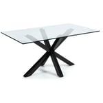 KAVE HOME Table de salle à manger Argo rectangulaire 160 x 90 cm en verre et pieds acier noir - Transparent Kave Home