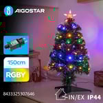 150 cm LED julgrans ljusslinga - RGBY, 8 ljusspel, timer, IP44