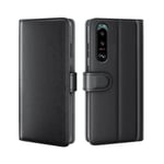 Sony Xperia 5 III Plånboksfodral i Äkta Läder, Svart