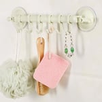 Wall Vacuum Rack Suction Cup 6 Hooks Towel Bathroom Kitchen Hold Beige