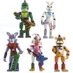 5 st Five Nights At Freddys Actionfigurer Leksak Security Breach Series Glamrock Foxy Bonnie Fazbear Pvc Dockor Fnaf För Barn Present