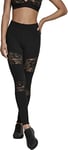 Urban Classics Women's Ladies Laces Inset Leggings, Black (Black 00007), 8 (Size: X-Small)