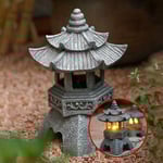 Solcellspagod Lykta Statyer Pagoda Ljus Trädgårdsprydnader Japansk Stil Gräsmatta Dekorativ Fristående Upplyst Vintage Pagoda