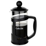 Café Olé 3 Cup Everyday Black Plastic Cafetiere, Rust Resistant Stainless Steel Filter, Insulated Plastic Frame, Dishwasher Safe, French Press