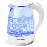 Aigostar - bouilloire électrique en verre de 1,7 litre avec filtre et led bleue 2200 w Blanc