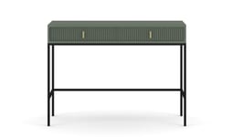 Sminkbord: två lådor, rökgrön färg, svarta ben