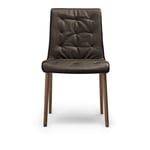 Walter Knoll - Liz Wood Chair High 1322, Oak Burned, Leather Cat. 50 Rodeo-Soft 1415 Off White, Color Matching Seam, Teflon Glides