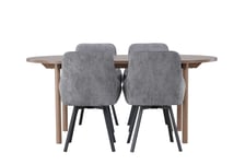 Venture Design Andy & Rosie matgrupp Grå/natur 4 stolar & bord 180 x 90 cm
