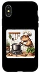 Coque pour iPhone X/XS Capybara Cooks on Stove. Tablier de cuisine rustique