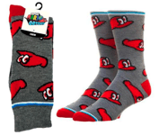 Nintendo Super Mario Odyssey Cappy Crew Socks - Grey/Red : Mens UK 8-12