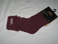 BNWT   VANS  Ladies Ribbed Ruffle Socks  Burgundy Red  Size 4 - 7.5