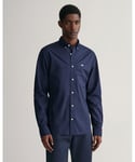 Gant Mens Slim Fit Long Sleeve Poplin Shirt - Marine - Size 2XL