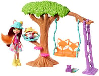 Enchantimals Coffret L'Arbre Enchanté du Renard, Mini-poupée Felicity Renard, Figurine Animale Flick avec balançoire et accessoires, jouet enfant, FRH45