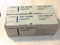 Job Lot Of 2 Genuine Kyocera TK-520K Black Toner Kits For Ecosys Printer C5015N