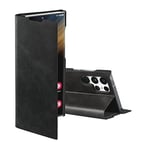 Hama Coque Etui pour Samsung Galaxy S22 Ultra (5G) Guard Pro (Housse de Protection à Rabat, Fermeture magnétique, Fonction Stand Support écran, Cuir synthétique, Pochette de Portefeuille) Noir