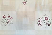 Capri RECTANGULAR 135 X 180CM LATTE FLORAL SQUARE PRINT WIPE CLEAN TABLECLOTH PVC VINYL OILCLOTH Outdoor Garden Kids Crafting Table Protector | Can be cut to size / Parasol Hole