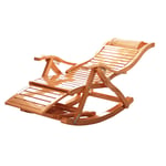 Sun Lounger Chairs Foldable Wooden Rocking Chairs Outdoor Bamboo Recliners,With Armrest Foot Massage Pillow