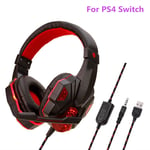 Casque de jeu stéréo professionnel 9D avec microphone PC casque Gamer pour XBOX PS4 ordinateur portable téléphone accessoires de jeu-BlackRed PS4 Switch