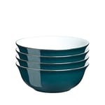 Denby - Greenwich Cereal Bowls Set of 4 - Dishwasher Microwave Safe Crockery 650ml, 16.5cm - Glazed Ceramic Stoneware Tableware - Green, White Chip & Crack Resistant Soup Bowls