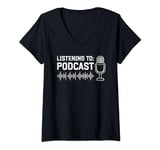 Womens Listening To Podcast Sound Wave Enthusiast V-Neck T-Shirt