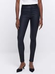 River Island High Rise Skinny Jeans - Black, Black, Size 18, Inside Leg Short, Women