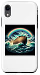Coque pour iPhone XR Arche en bois de Noé sur les eaux avec un arc-en-ciel