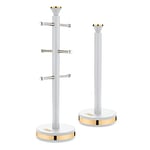 Tower T826135WHT Cavaletto Mug Tree and Towel Pole Set with Anti-Slip Base, White and Champagne Gold