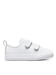 Converse Converse Chuck Taylor All Star 2v Leather Toddler Ox Trainers, White/White, Size 5