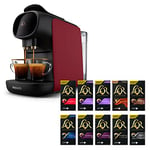 L'OR BARISTA Sublime Coffee Machine Red by Philips with L'OR Espresso Variety 10X10PC Aluminium Coffee Capsules (Total 100 Capsules)