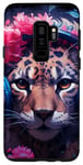Coque pour Galaxy S9+ Cute Anime Gamer Cheetah Gaming Casque Rose Fleurs Art