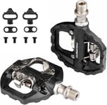 MTB Pedals SPD Flat Dual Platform with Cleats - Compatible with Shimano SPD Cli