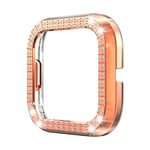 GuosB Protective Shell Double-row Diamond-encrusted For Fitbit Versa 2 PC (Black) (Color : Rose gold)