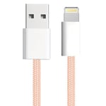 apm Cable iPhone, Chargeur iPhone [Certifié Apple MFi], Nylon Tressé Rose, Cordon USB Charge Rapide, Connecteur Lightning, Ultra Durable, Cable pour iPhone 14/13/12.., iPad, AirPod, (1M), 600400