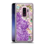 Head Case Designs Official Monika Strigel Succulent Peach My Garden Purple Clear Hybrid Liquid Glitter Compatible for Samsung Galaxy S9+ / S9 Plus