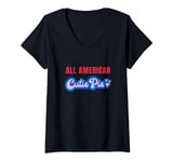 Womens All American Cutie Pie - Funny 4th of July Patriotic V-Neck T-Shirt