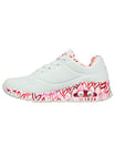 Skechers Women's Uno Loving Love Sneaker, White Durabuck Red Pink Mesh Trim, 3 UK