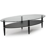BIRGER Glasgow soffbord svart/klarglas 160 cm