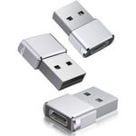 USB till USB C-adapter 3-pack, Typ C hona till A hane laddningskabelkonverter för Apple iWatch 8 7, Mac, iPhone 12 13 14 15 Max Pro, Airpods Silver