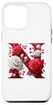 iPhone 13 Pro Max Red Rose Roses Flower Floral Design Monogram Letter N Case