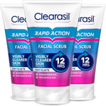 Clearasil Rapid Action Exfoliating Scrub, for Acne Prone Skin, Unclog Pores, Red