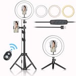 AJH 12-Inch Ring Light,Tripod Phone Holder And Bluetooth Remote Control,Dimmable 3 Lighting Modes And10 Brightness,For Video Photography And Live Streaming