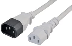 3m Power Extension Cable IEC Kettle Male to Female UPS Lead C13 - C14 White